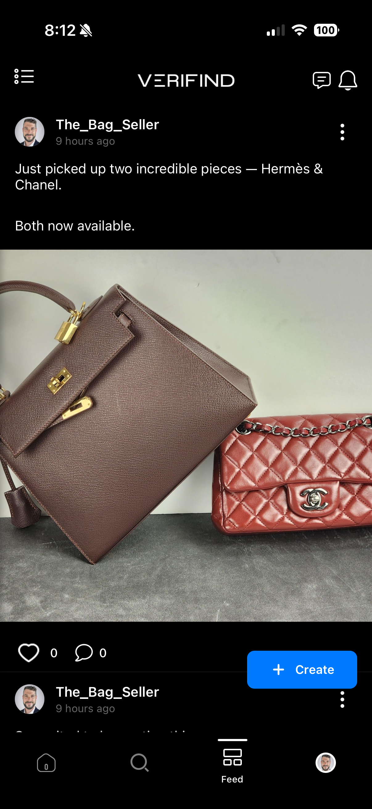 Verifind social feed – real seller posts, stories and luxury fashion content